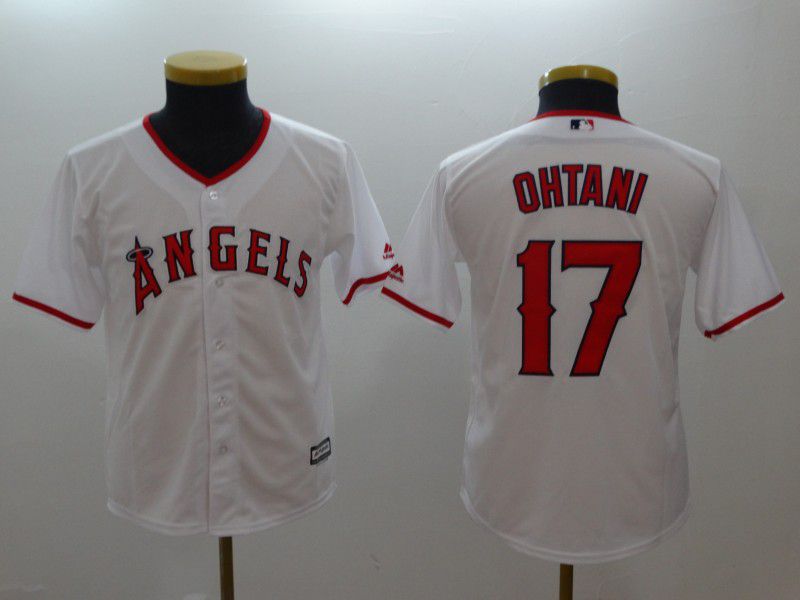 Youth Los Angeles Angels #17 Ohtani White MLB Jerseys->ncaa teams->NCAA Jersey